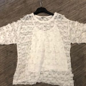 Zara white feather t shirt